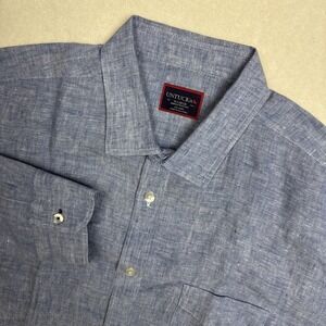 UNTUCKit Linen Shirt XL Blue Vin Santo WR Long Sleeve Button Down Wrinkle Resist